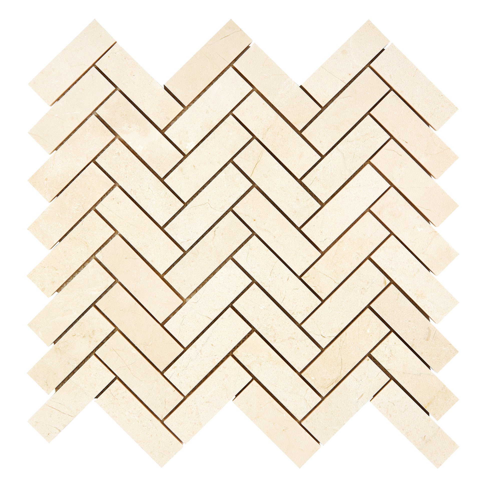 Crema Marfil Marble 1’’ X 3’’ Herringbone Mosaic Polished/Honed Backsplash Tile