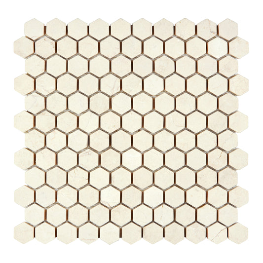 Crema Marfil Marble 1’’ Hexagon Mosaic Backsplash Tile