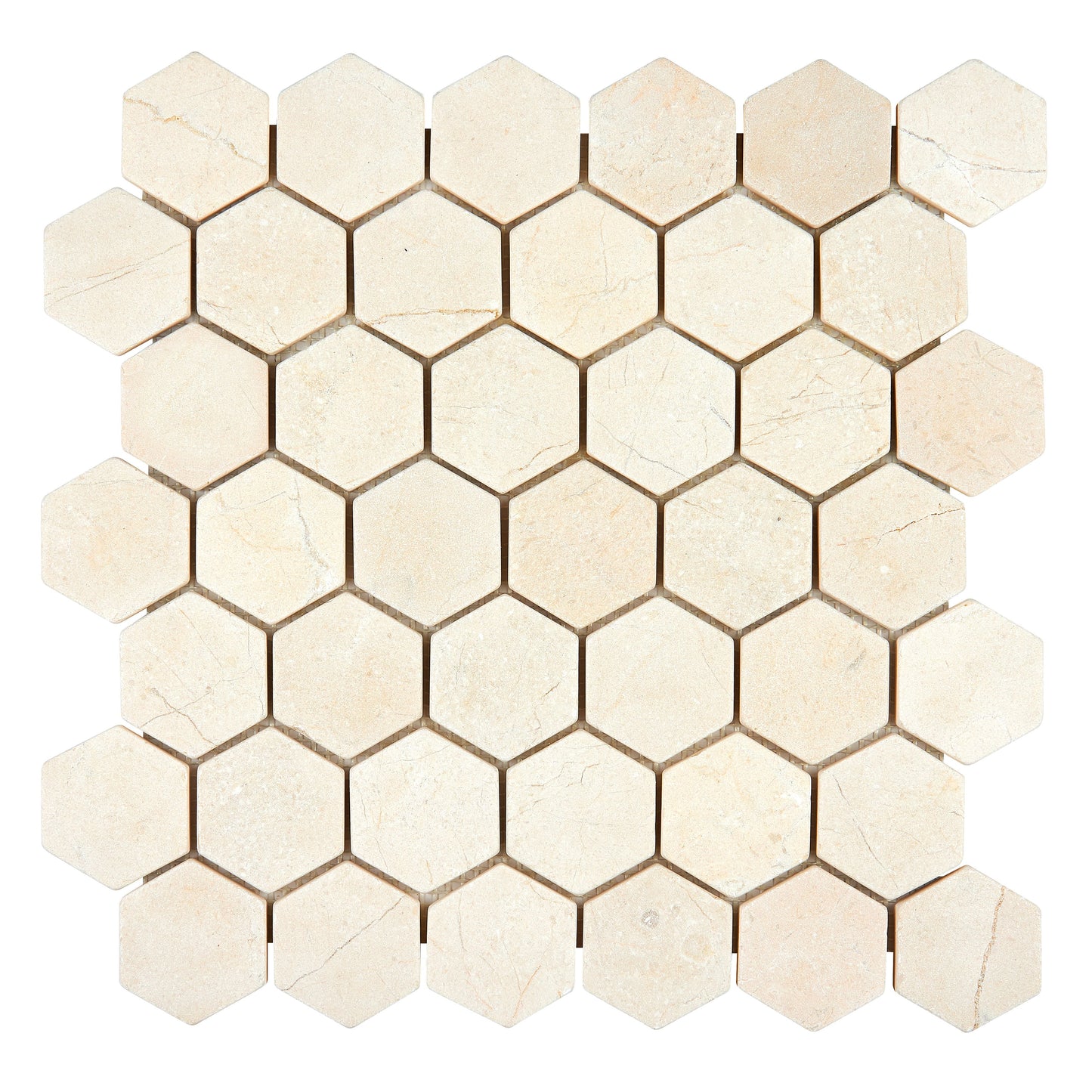 Crema Marfil Marble 2’’ X 2’’ Hexagon Mosaic Backsplash Tile