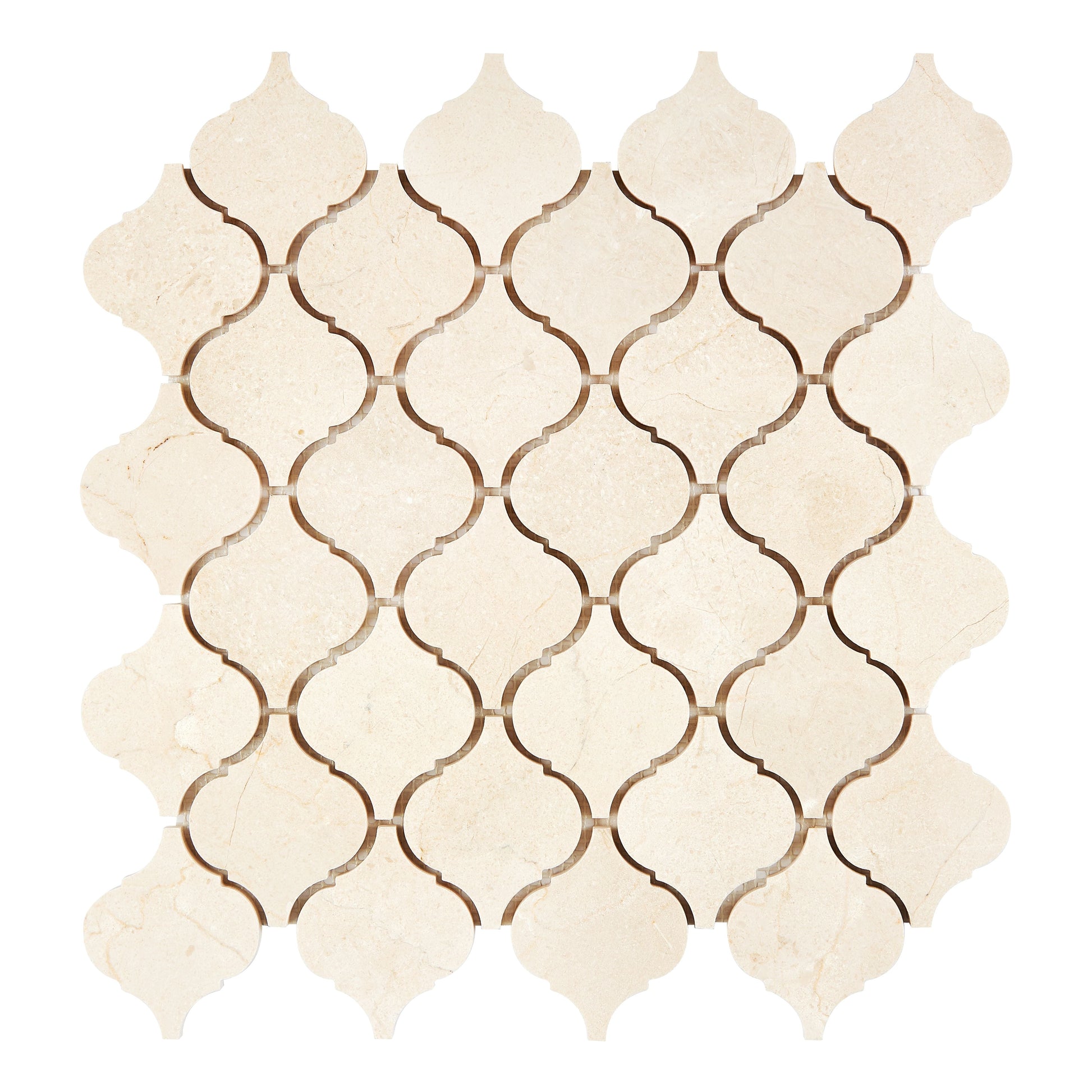 Crema Marfil Marble 3’’ Arabesque Lantern Mosaic Polished/Honed Backsplash Tile