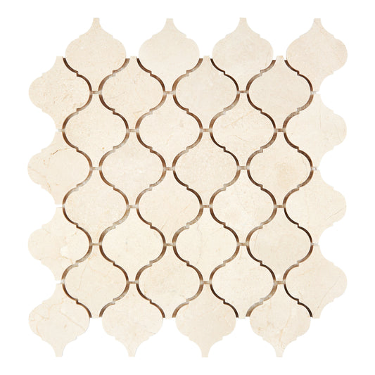 Crema Marfil Marble 3’’ Arabesque Lantern Mosaic Polished/Honed Backsplash Tile