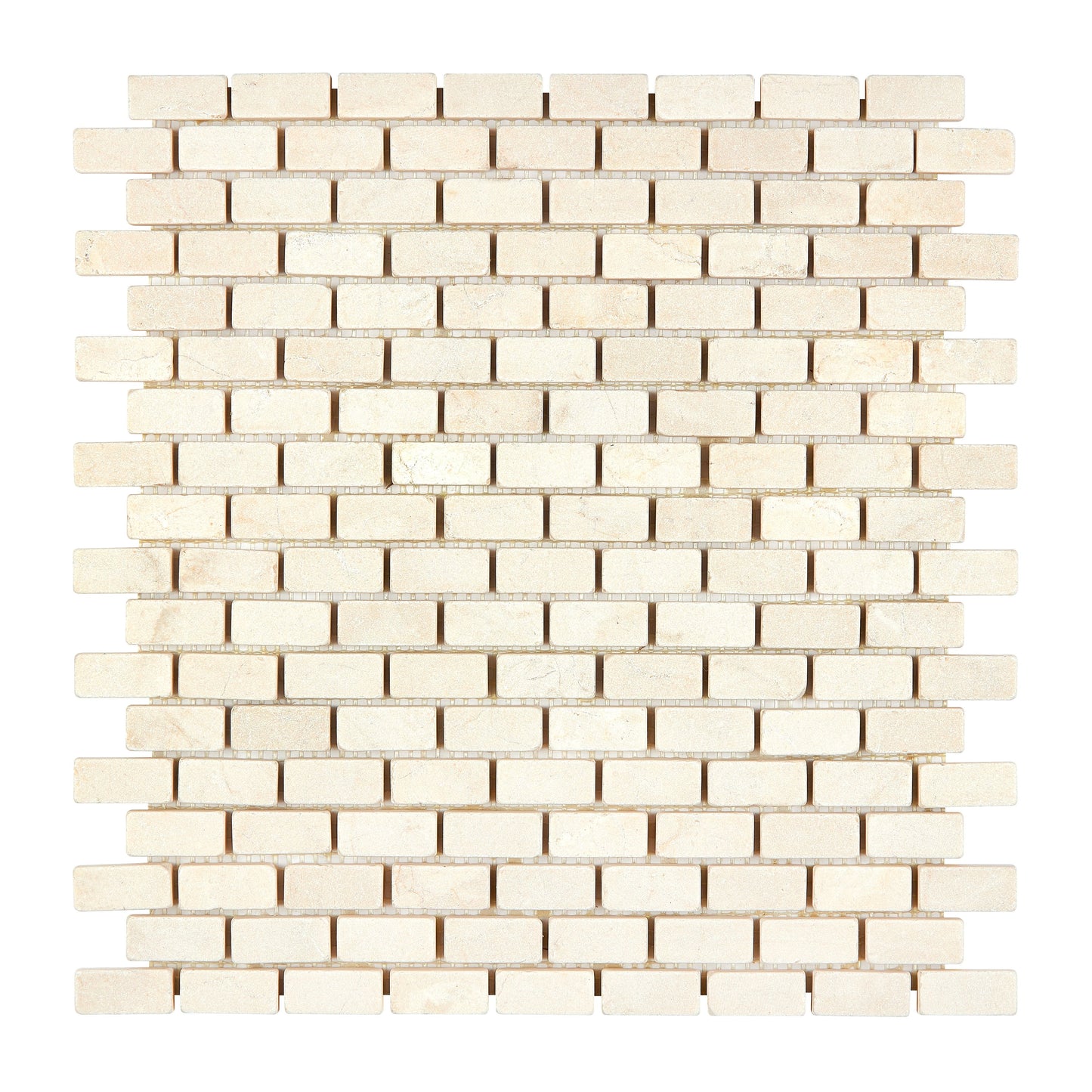 Crema Marfil Marble 5/8’’ X 1-1/4’’ Mini-Brick Mosaic Tumbled/Polished/Honed Backsplash Tile