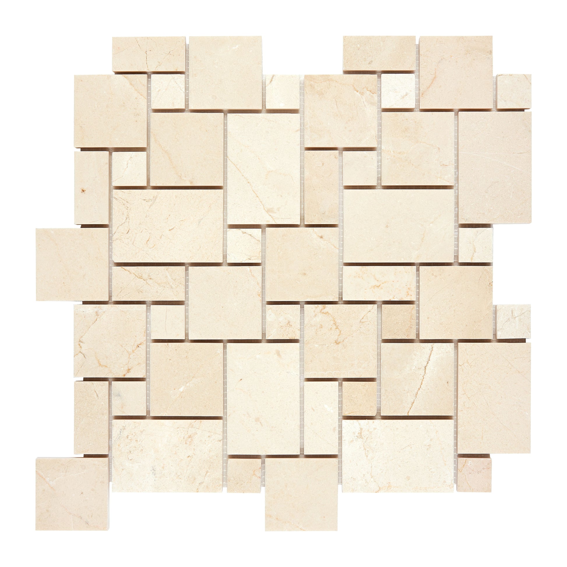 Crema Marfil Marble Mini-Versailles Pattern Mosaic Polished/Honed Backsplash Tile