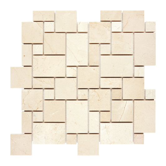 Crema Marfil Marble Mini-Versailles Pattern Mosaic Polished/Honed Backsplash Tile