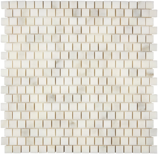 Calacatta Oliva Marble 5/8’’ X 5/8’’ Staggered Mosaic Polished/Honed Backsplash Tile