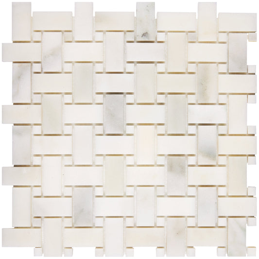 Calacatta Oliva Marble Basketweave Mosaic Polished/Honed Backsplash Tile
