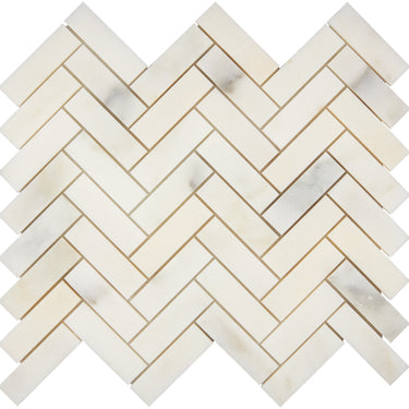 Calacatta Oliva Marble 1’’ X 3’’ Herringbone Mosaic Polished/Honed Backsplash Tile