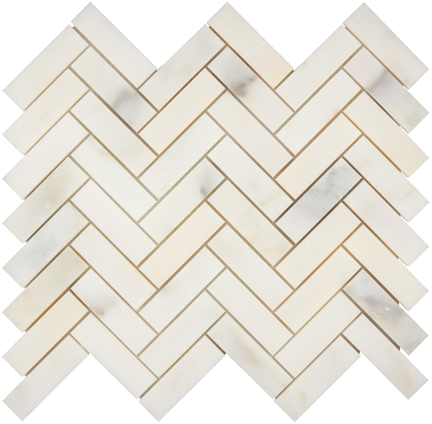Calacatta Oliva Marble 1’’ X 3’’ Herringbone Mosaic Polished/Honed Backsplash Tile