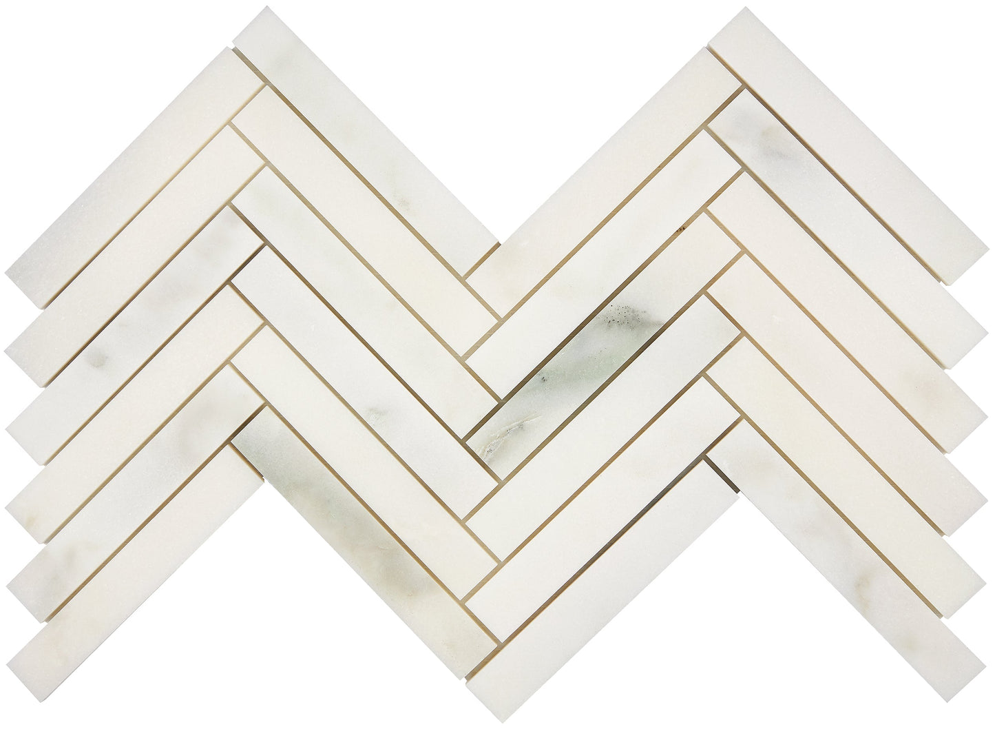 Calacatta Oliva Marble 1’’ X 6’’ Herringbone Mosaic Polished/Honed Backsplash Tile