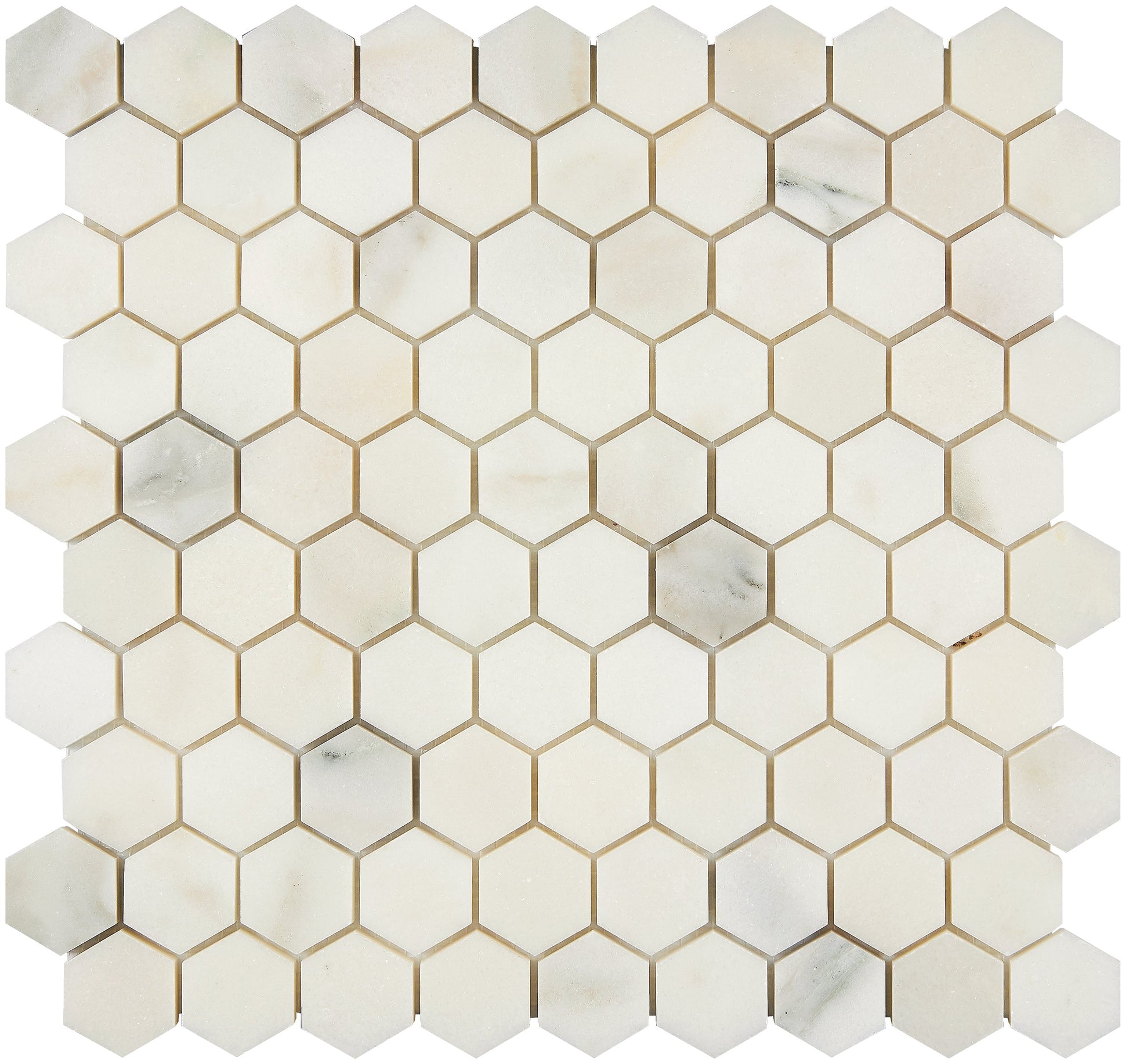 Calacatta Oliva Marble 1-1/4’’ X 1-1/4’’ Hexagon Mosaic Polished/Honed Backsplash Tile