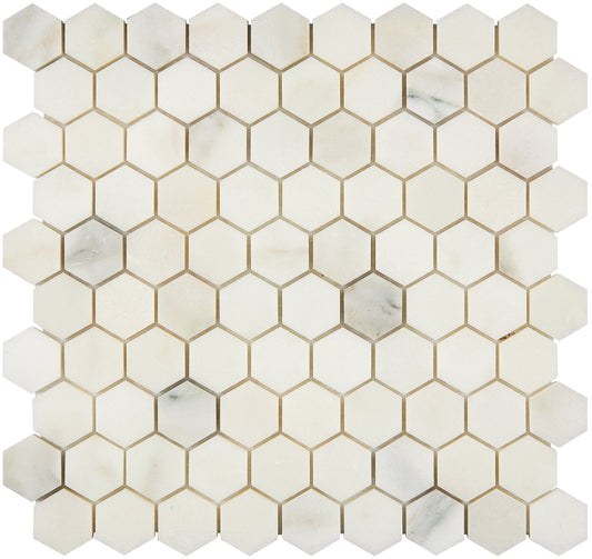 Calacatta Oliva Marble 1-1/4’’ X 1-1/4’’ Hexagon Mosaic Polished/Honed Backsplash Tile
