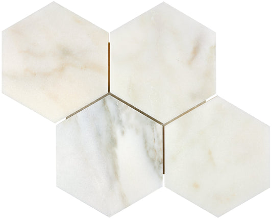 Calacatta Oliva Marble 6’’ X 6’’ Hexagon Mosaic Polished/Honed Backsplash Tile
