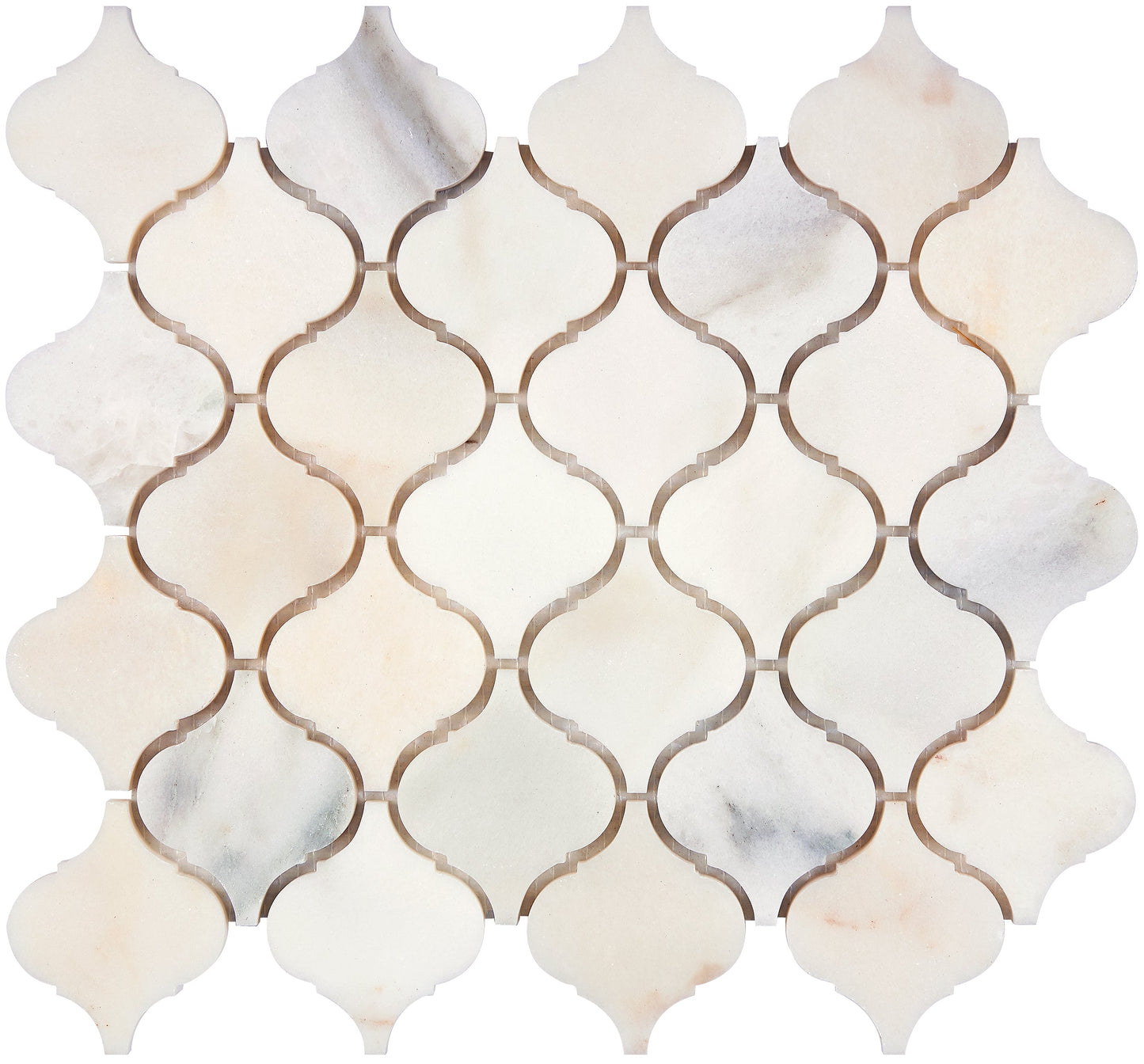 Calacatta Oliva Marble 3’’ Arabesque Lantern Mosaic Polished/Honed Backsplash Tile