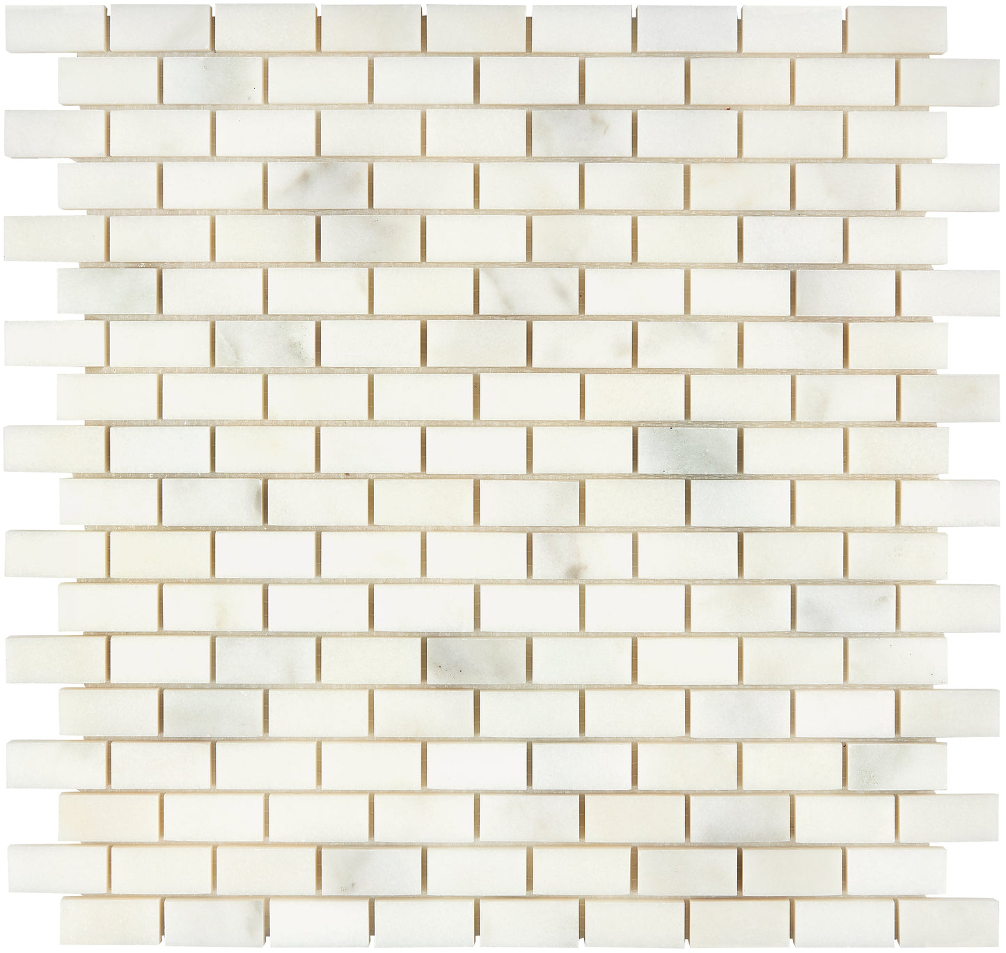 Calacatta Oliva Marble 5/8’’ X 1-1/4’’ Mini-Brick Mosaic Polished/Honed Backsplash Tile