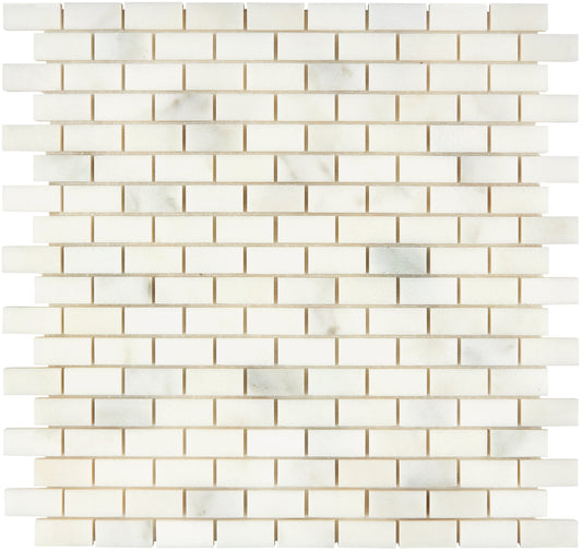 Calacatta Oliva Marble 5/8’’ X 1-1/4’’ Mini-Brick Mosaic Polished/Honed Backsplash Tile