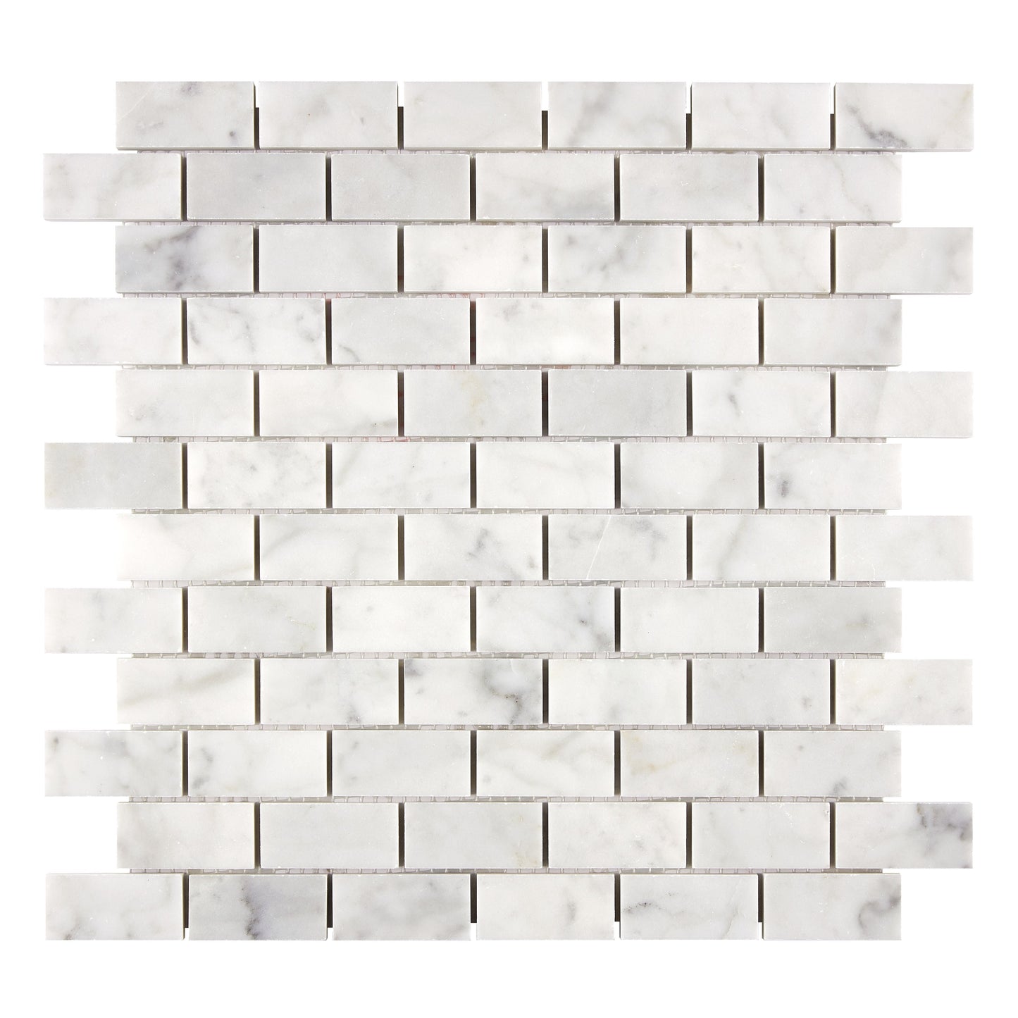 Bianco Carrara White Marble 1’’ X 2’’ Brick Mosaic Polished / 1 sheet Wall Tile