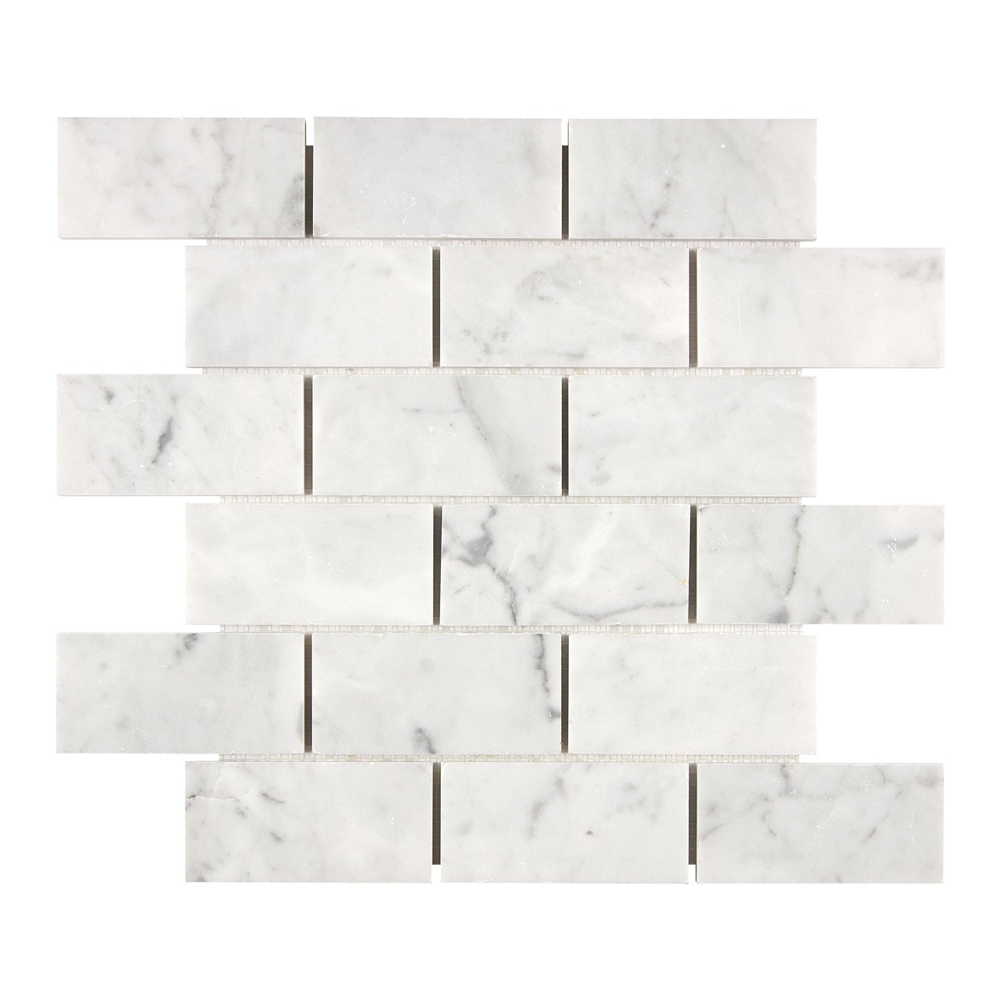 Bianco Carrara White Marble 2’’ X 4’’ Straight-Edged Brick Mosaic Polished / 1 sheet Wall Tile