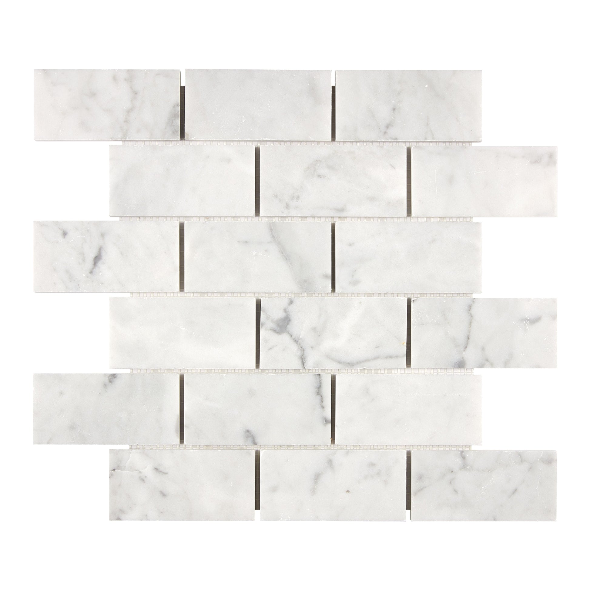 Bianco Carrara White Marble 2’’ X 4’’ Straight-Edged Brick Mosaic Polished / 1 sheet Wall Tile