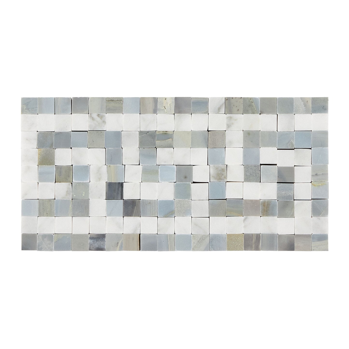 Bianco Carrara White Marble 3-1/2’’ X 7’’ Greek Key Border (w/ Blue-Gray) Accent & Trim Tile