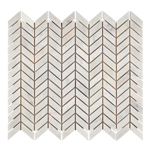 Bianco Carrara White Marble Chevron Mini Mosaic Wall Tile