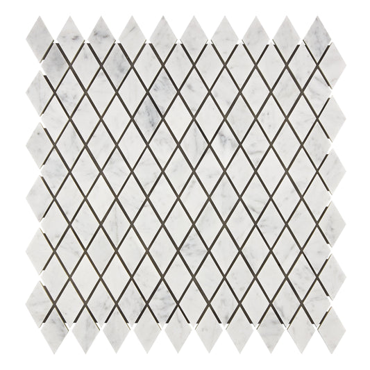 Bianco Carrara White Marble 1’’ X 2’’ Diamond Mosaic Wall Tile