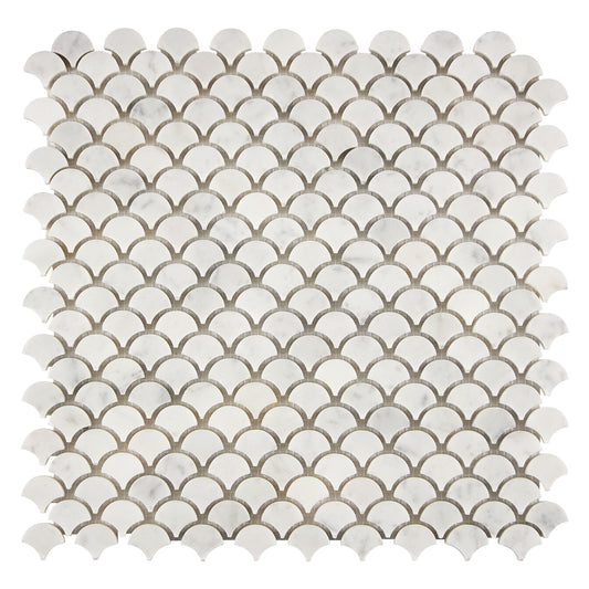 Bianco Carrara White Marble FAN (Raindrop) Mosaic Wall Tile