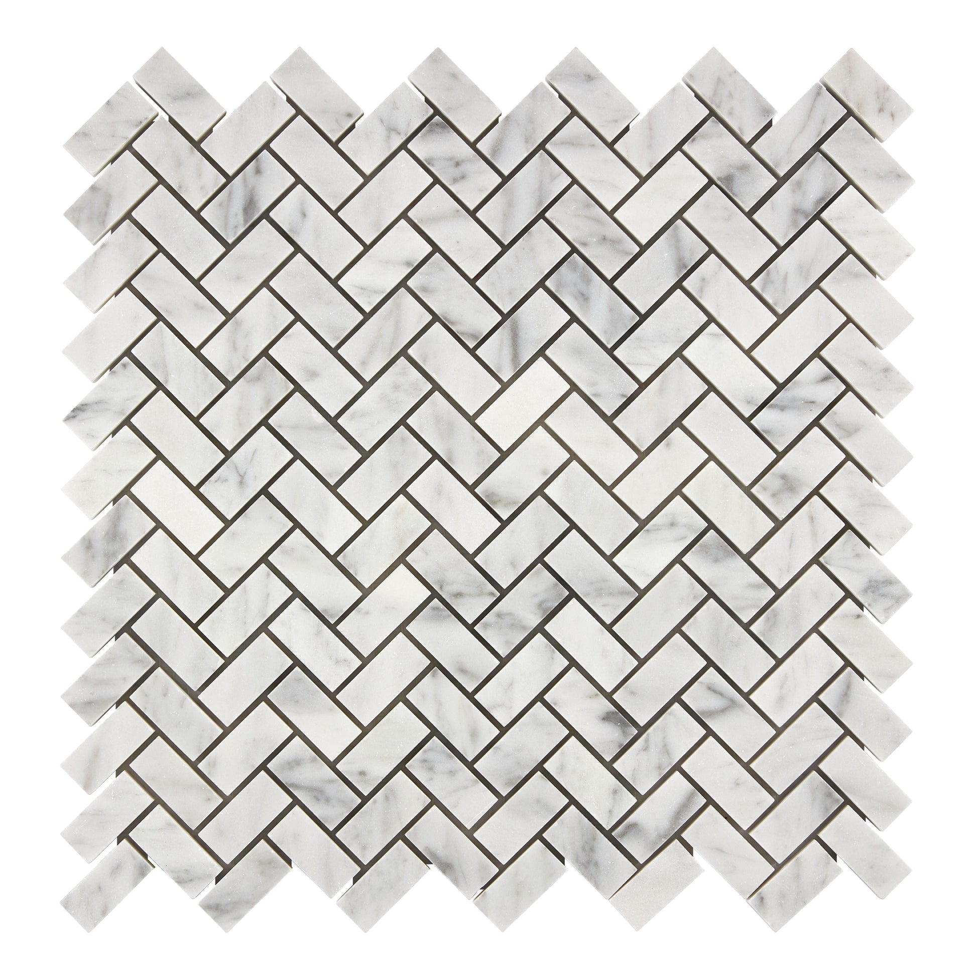 Bianco Carrara White Marble 5/8’’ X 1-1/4’’ Herringbone Mosaic Wall Tile
