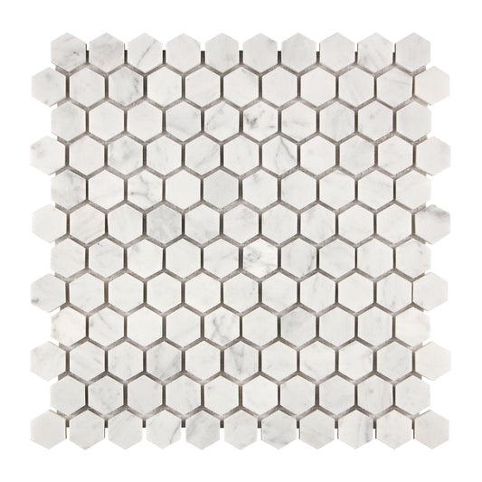 Bianco Carrara White Marble 1’’ X 1’’ Hexagon Mosaic Wall Tile