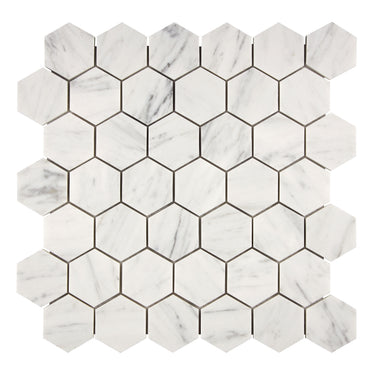Bianco Carrara White Marble 2 X 2 Hexagon Mosaic Wall Tile