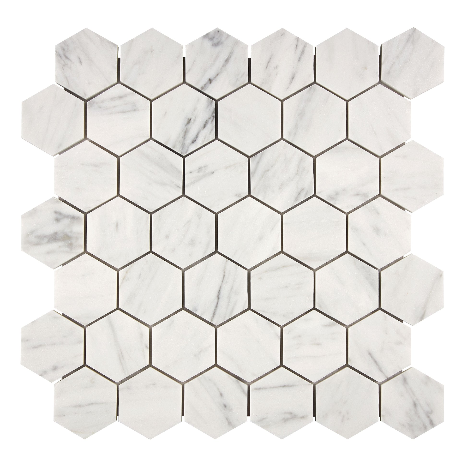 Bianco Carrara White Marble 2’’ X 2’’ Hexagon Mosaic Wall Tile