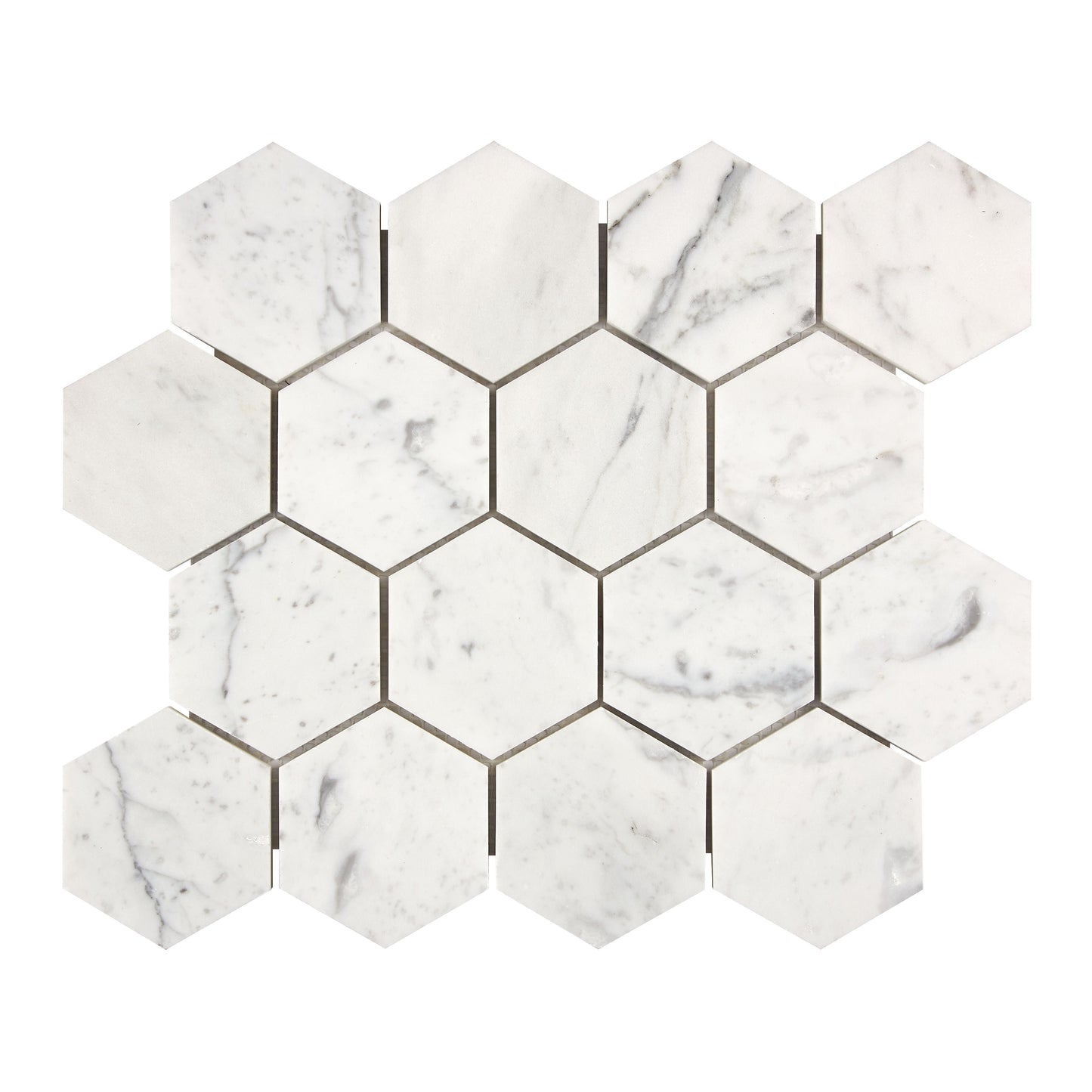 Bianco Carrara White Marble 3’’ X 3’’ Hexagon Mosaic Wall Tile