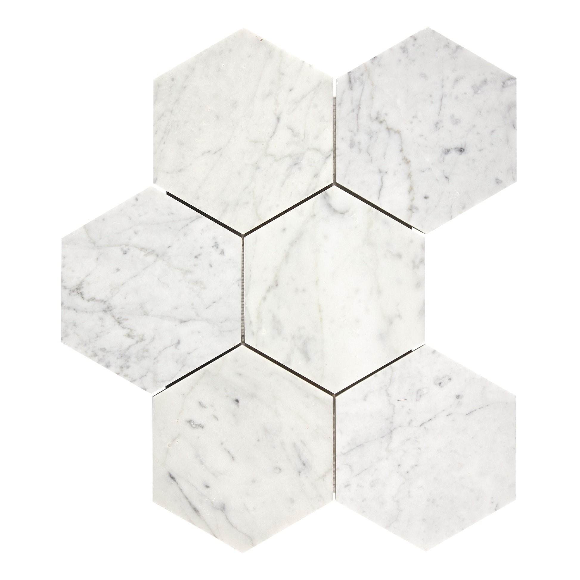 Bianco Carrara White Marble 5’’ X 5’’ Hexagon Mosaic Wall Tile