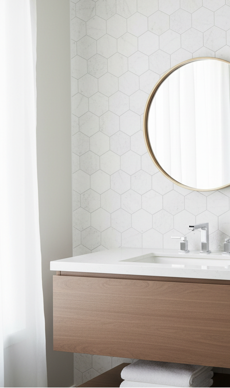Bianco Carrara White Marble 5" X 5" Hexagon Mosaic