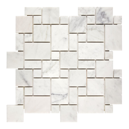 Bianco Carrara White Marble Mini-Versailles Pattern Mosaic Wall Tile