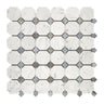 Bianco Carrara White Marble Octagon Mosaic with Blue-Gray Wall Tile