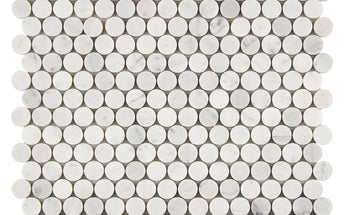 Bianco Carrara White Marble Penny-Round Mosaic Wall Tile