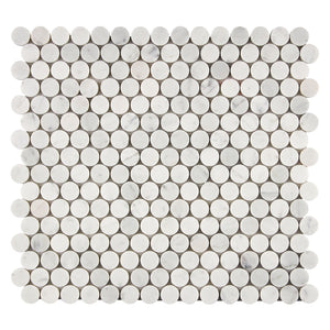 Bianco Carrara White Marble Mosaic - Penny-Round