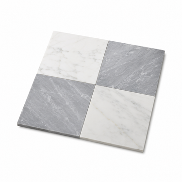 Checkerboard Marble Tile - Bianco Carrara & Bardiglio Imperiale