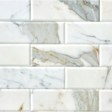Calacatta Gold Marble 4’’ X 12’’ Tile Deep-Beveled Wall Tile