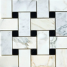 Calacatta Gold Marble Basketweave Large Mosaic (w/ Black) Wall Tile