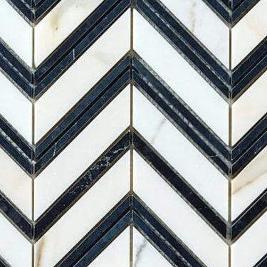 Calacatta Gold Marble Chevron Large Mosaic (w/ Black) Wall Tile