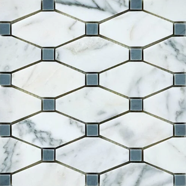 Calacatta Gold Marble Octave Mosaic (w/ Blue-Gray) Wall Tile