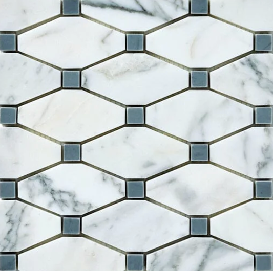 Calacatta Gold Marble Octave Mosaic (w/ Blue-Gray)