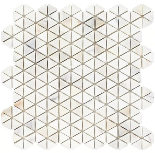 Calacatta Gold Marble Triangular Hexagon Mosaic Tumbled