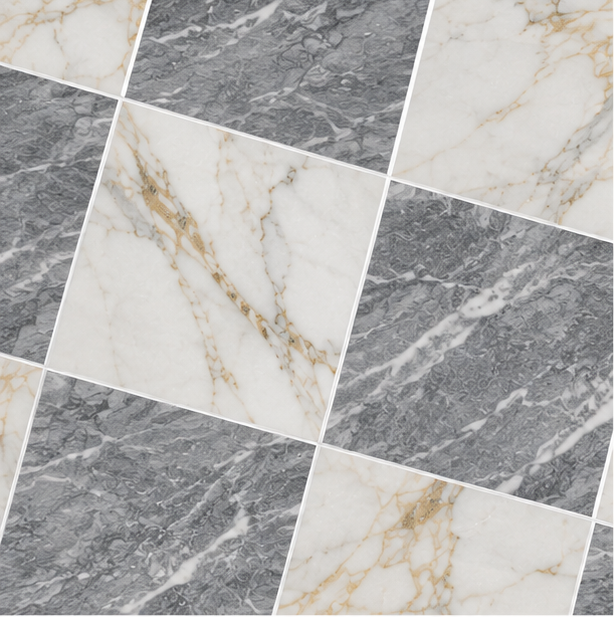Checkerboard Marble Tile - Calacatta Gold & Bardiglio Nuvolato