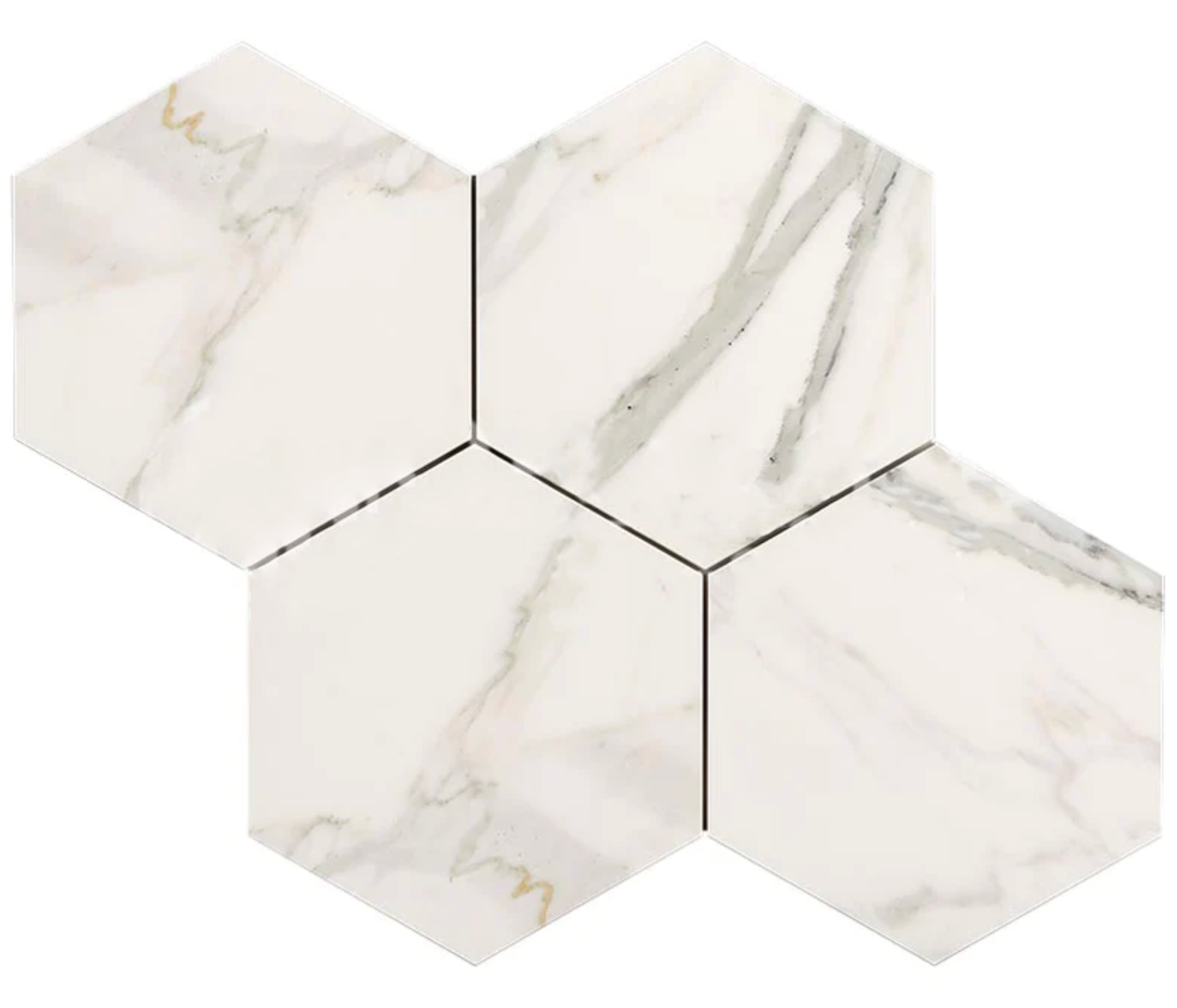 Calacatta Gold Marble 6" X 6" Hexagon Mosaic
