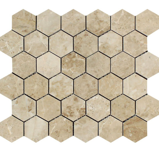 Cappuccino Marble 2" X 2" Hexagon Mosaic
