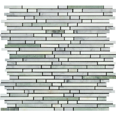 Bianco Carrara White Marble Bamboo Sticks Mosaic with Ming Green Wall Tile