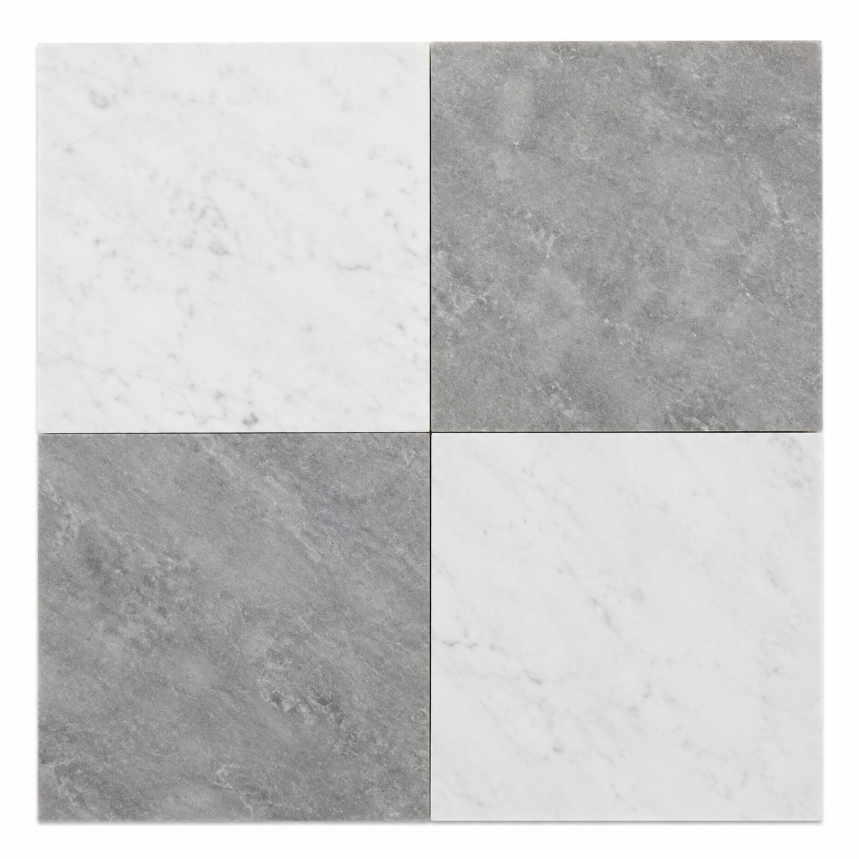 Checkerboard Marble Tile - Bianco Dolomite & Bardiglio Imperiale