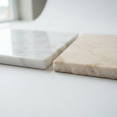 Checkerboard Marble Tile - Bianco Dolomite & Crema Marfil